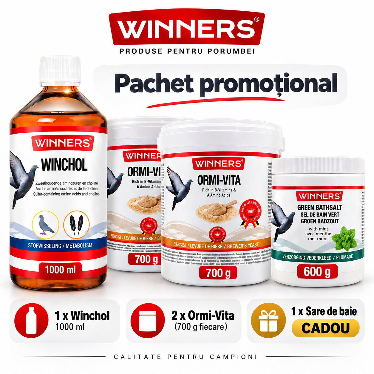 Pachet WINNERS – Winchol 1 L + 2 x Ormi-Vita 700 g + Green Bath Salt 600 g - CADOU Pachet WINNERS – Winchol 1 L + 2 x Ormi-Vita 700 g + Green Bath Salt 600 g - CADOU